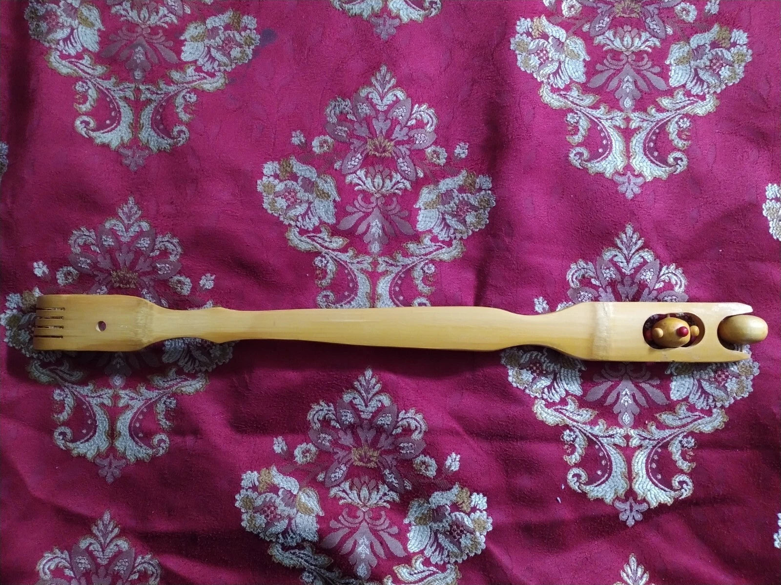 Bamboo Wooden Itch Therapeutic Relaxer Back Scratcher w/ Massage Rollers