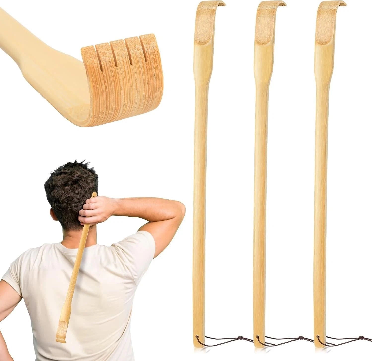 Renook 16.5 Inch Bamboo Back Scratcher Set - Ideal Gift for Expecting Mothers