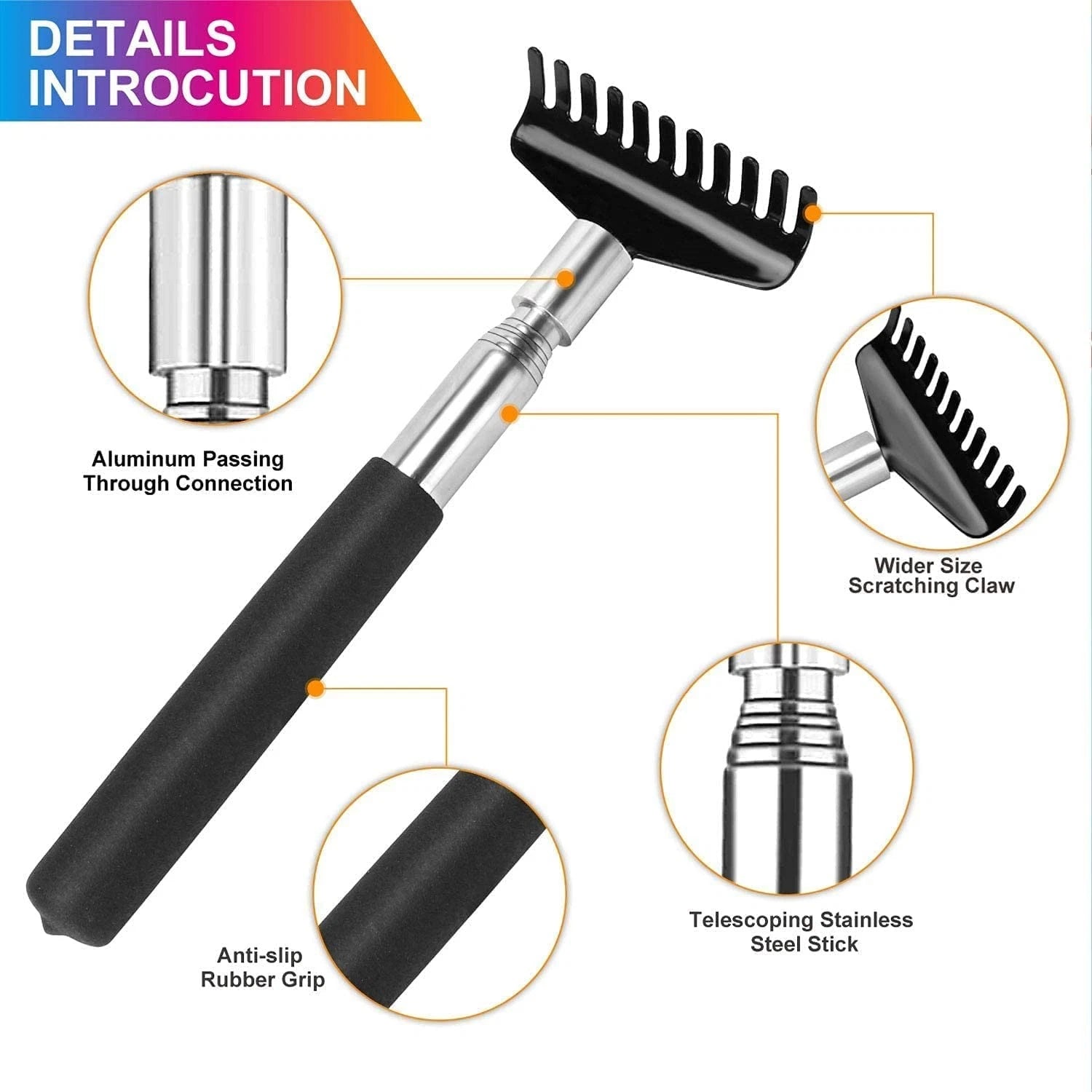 2 Pack Oversized Portable Extendable Back Scratcher, Upgraded Metal Stainless...