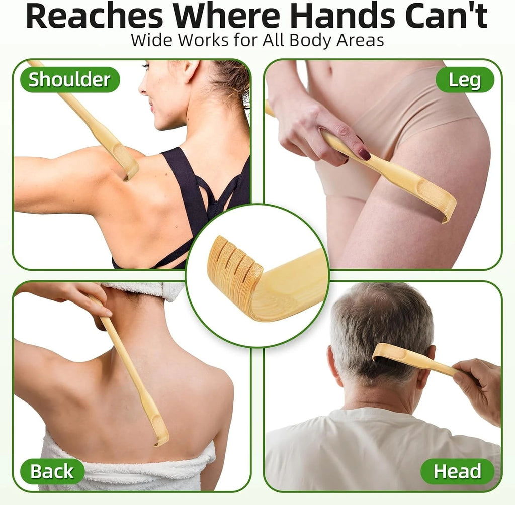 Renook 16.5 Inch Bamboo Back Scratcher Set - Ideal Gift for Expecting Mothers
