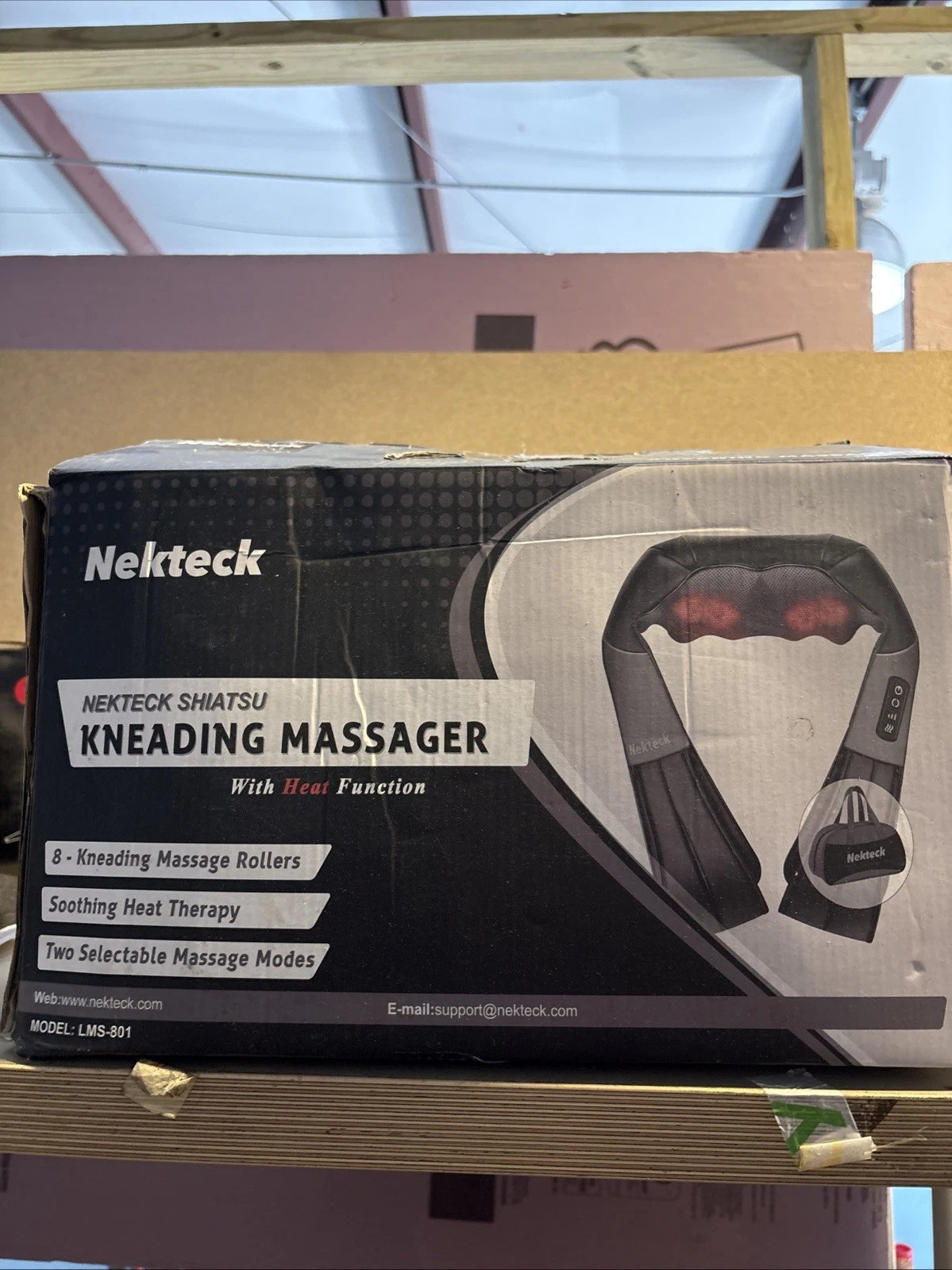 2025 Nekteck Shiatsu Deep Kneading Neck Head Massage Pillow Black Complete Box