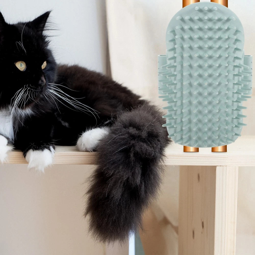 Funny Cat Toy Self-cleaning Scratcher Comb Grooming Brush Corner