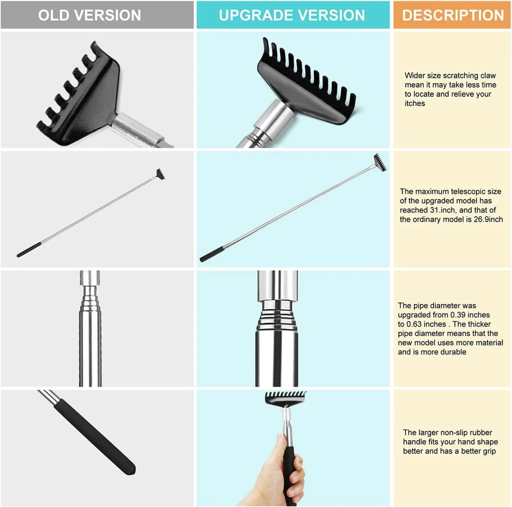 2 Pack Oversized Portable Extendable Back Scratcher, Upgraded Metal Stainless...