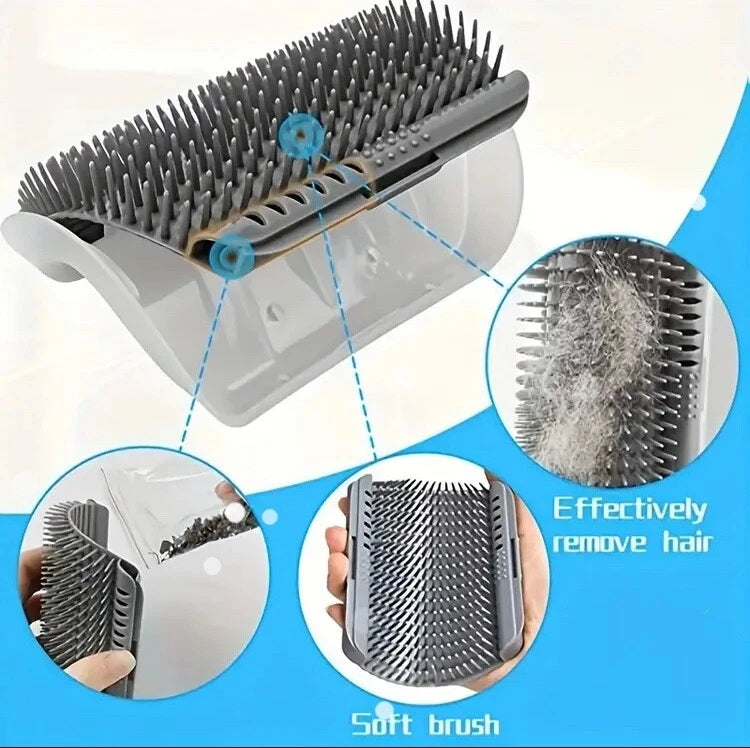 Cat Self-Groomer & Face Scratcher -Wall Corner Massage Comb, Grooming Brush Tool