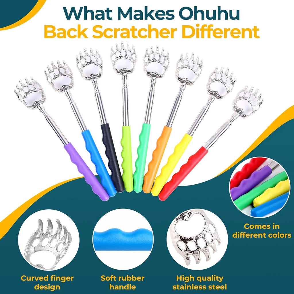 8 Pack Back Scratcher: Extendable Telescopic Bear Claw Scratchers Back Itching S