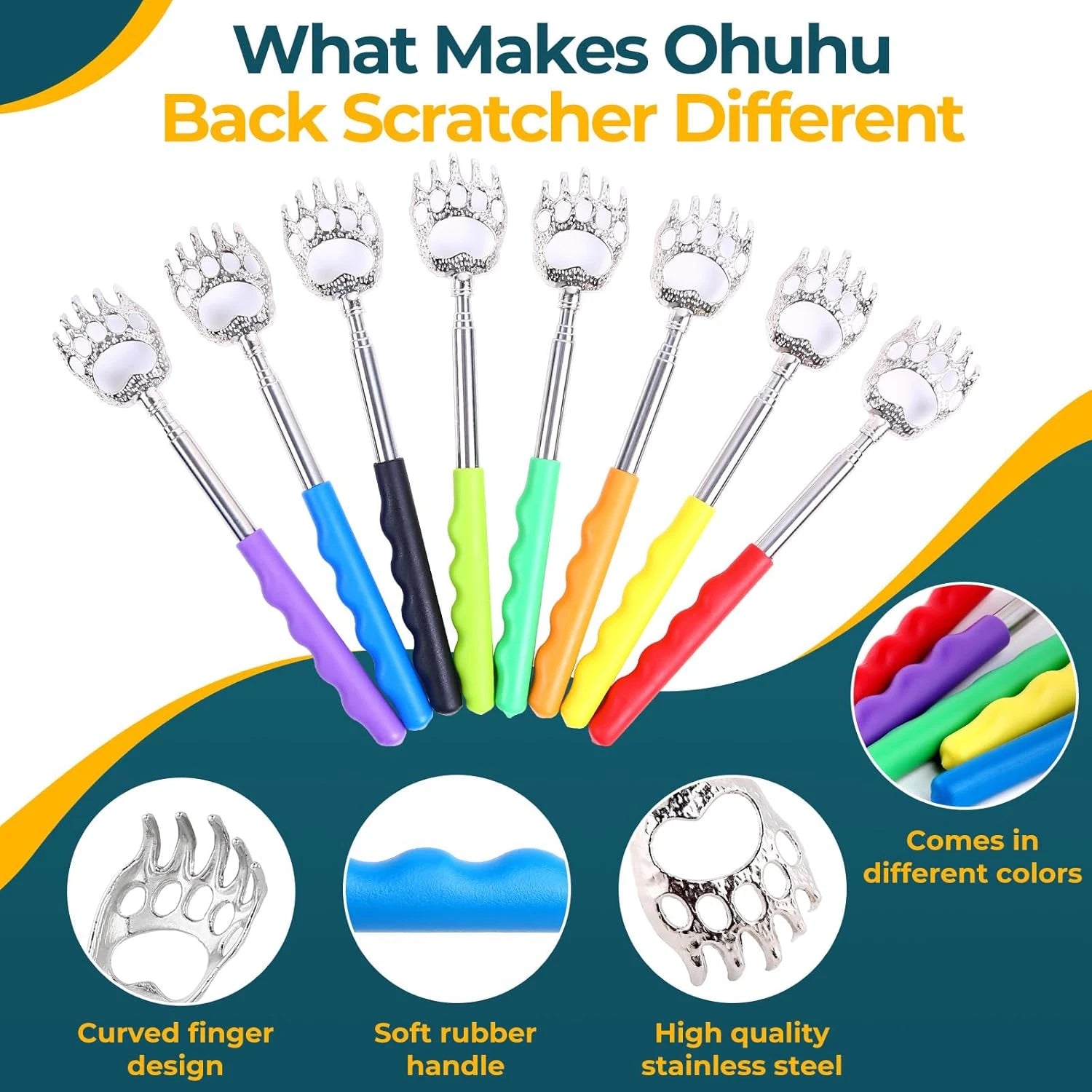 8 Pack Back Scratcher: Extendable Telescopic Bear Claw Scratchers Back Itching S