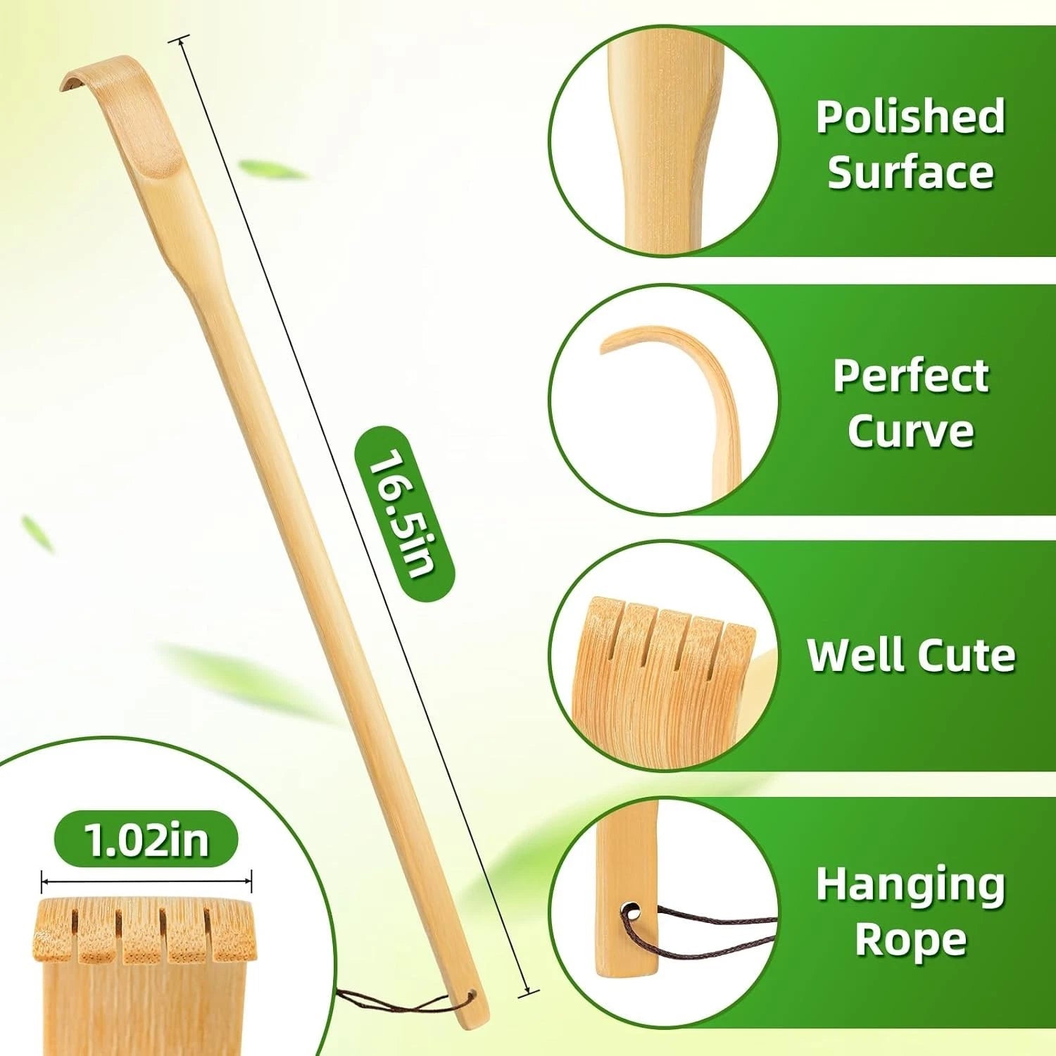 Renook 16.5 Inch Bamboo Back Scratcher Set - Ideal Gift for Expecting Mothers