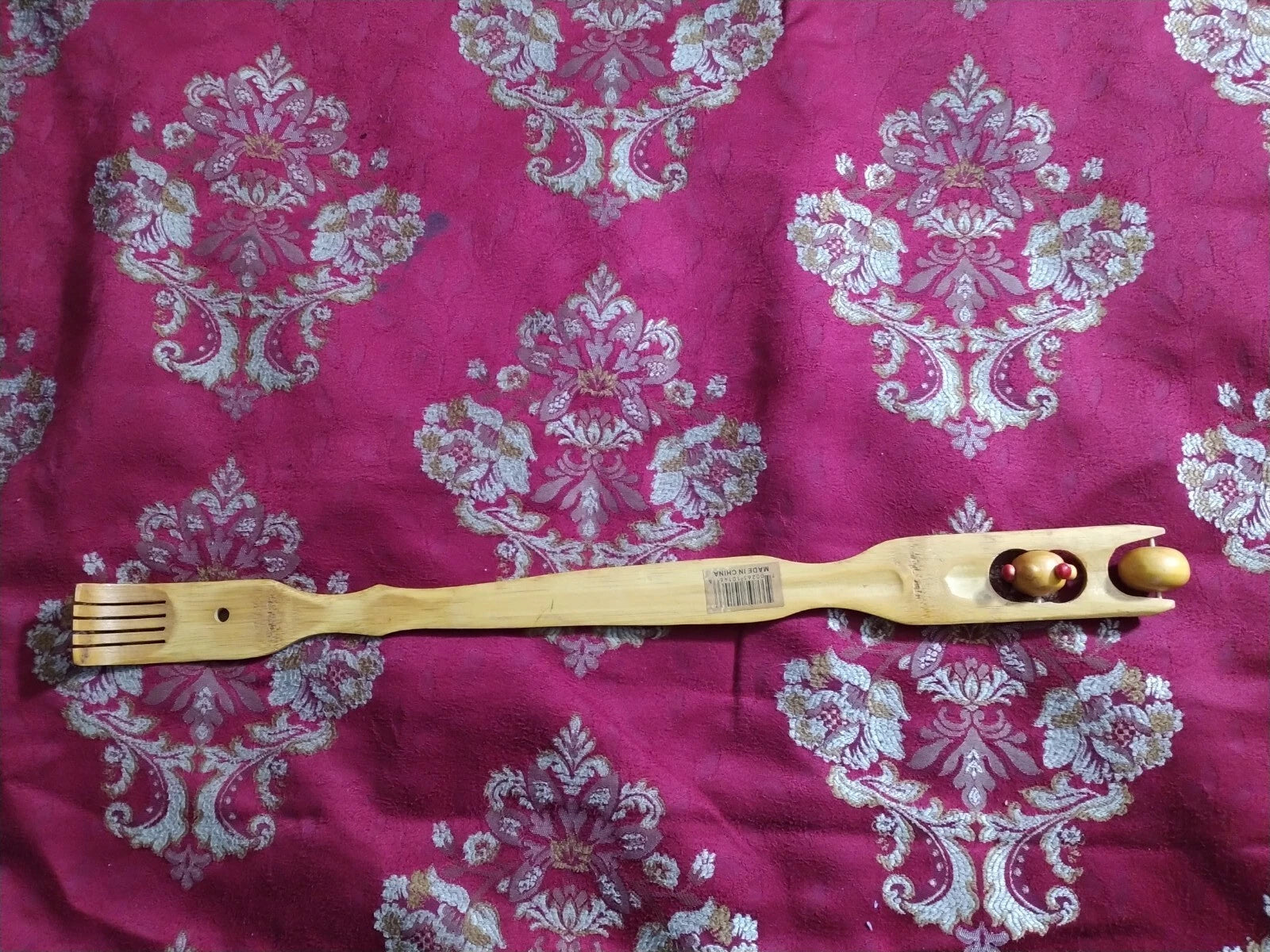 Bamboo Wooden Itch Therapeutic Relaxer Back Scratcher w/ Massage Rollers