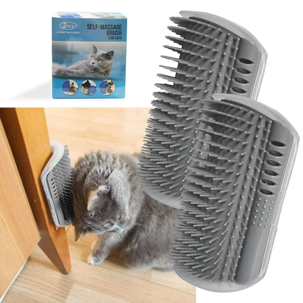 Cat Hair Brush Self Groomer Soft Silicone Wall Corner Scratcher Pet tool 1x pack