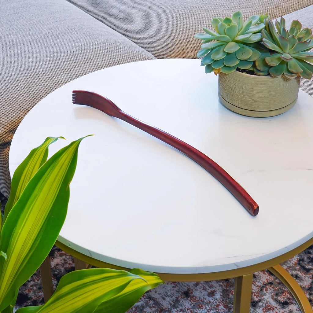 Oversized Wooden Back Scratcher 18'' Extended Curved Handle For Better Reach NEW