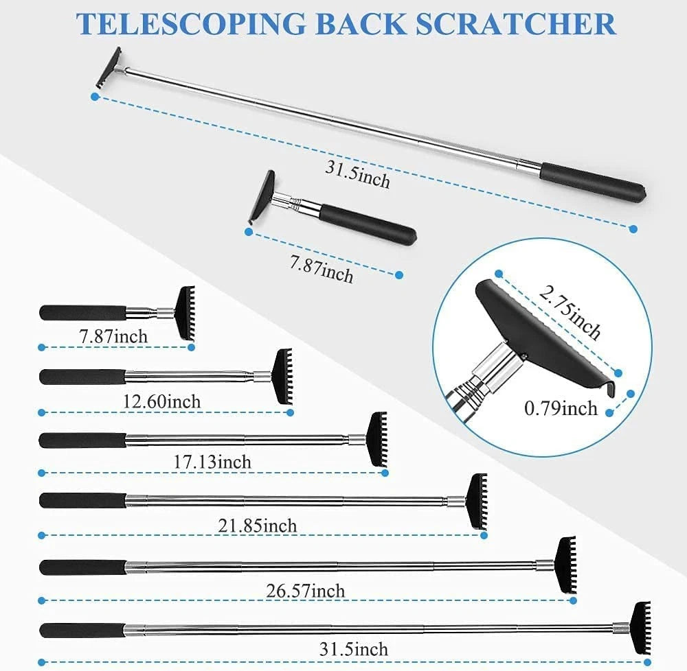 2 Pack Oversized Portable Extendable Back Scratcher, Upgraded Metal Stainless...