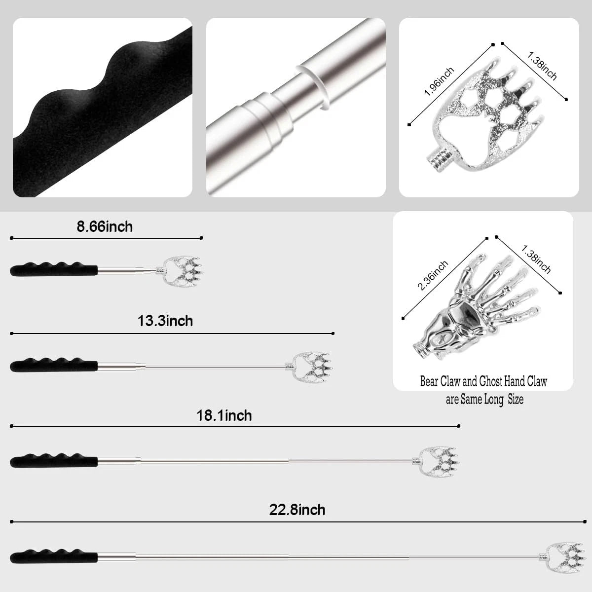 Back Scratcher 3 Pack Different Design Stainless Telescopic scratchers...