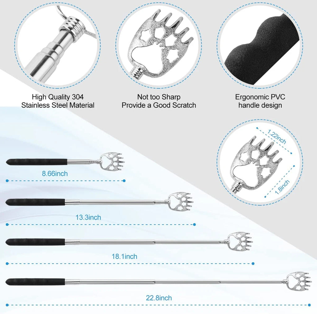 3 Pack Back Scratcher Metal Portable Telescoping with Rubber Handles, Extendable