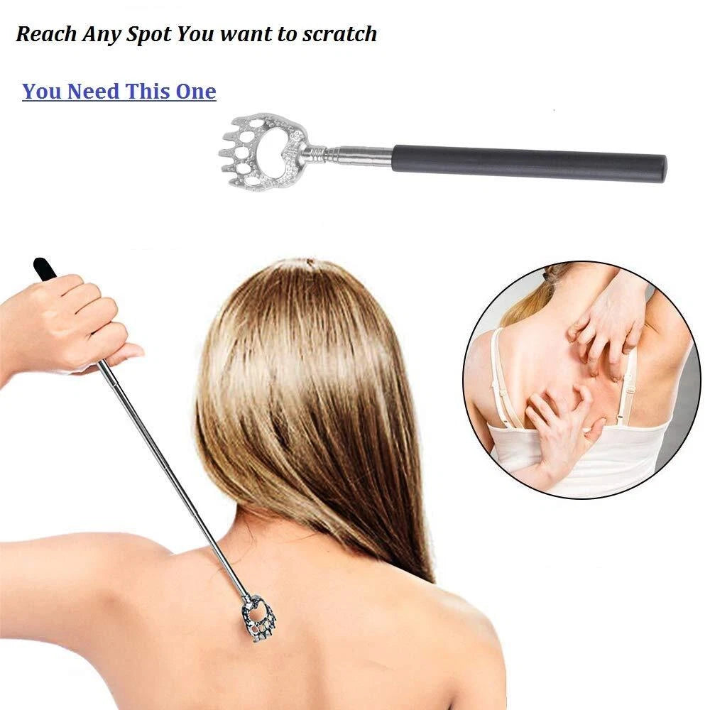 2 Pack Retractable Back Scratchers Bear Claw Extendable Itch Relief Massage Tool