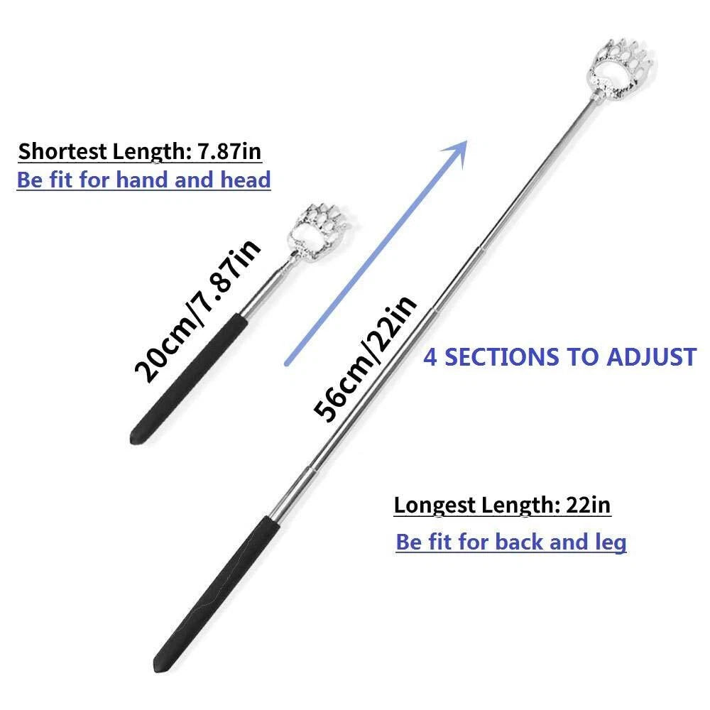 2 Pack Retractable Back Scratchers Bear Claw Extendable Itch Relief Massage Tool