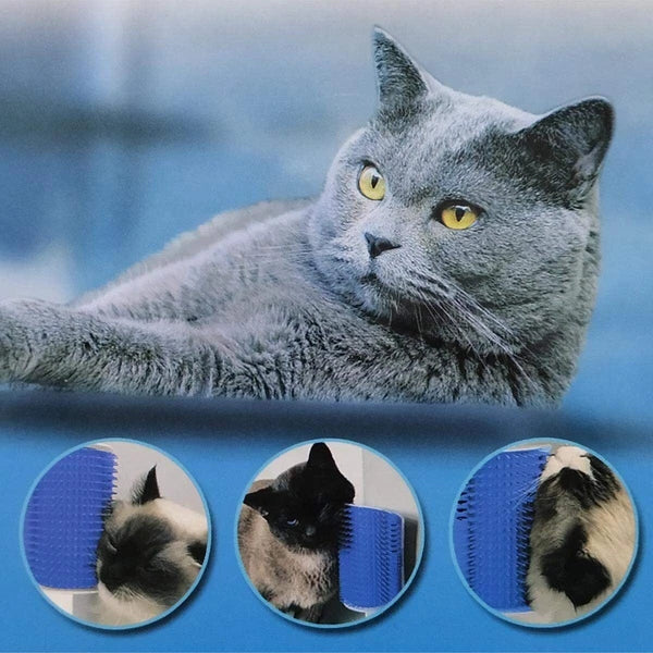 Cat Hair Brush Self Groomer Soft Silicone Wall Corner Scratcher Pet tool 1x pack