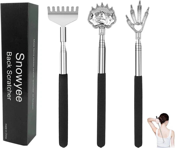 Adjustable Stainless Steel Back Scratchers for Men & Women - Portable 3 Pack