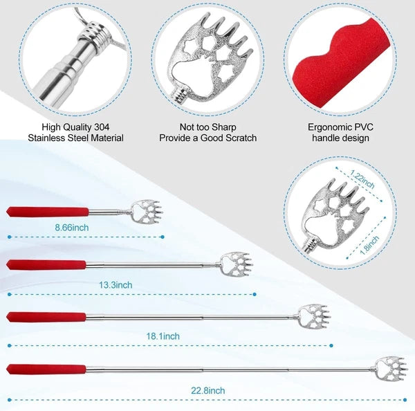 3 Pack Different Back Scratcher Metal Portable Telescoping Red
