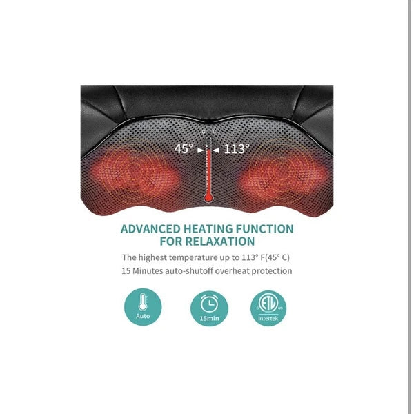 Nekteck Shiatsu Neck and Back Massager with Soothing Heat, Electric Deep Tissue