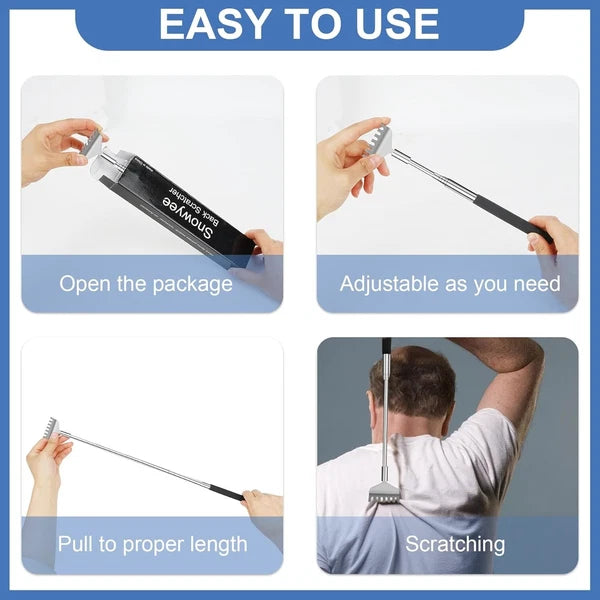 Adjustable Stainless Steel Back Scratchers for Men & Women - Portable 3 Pack