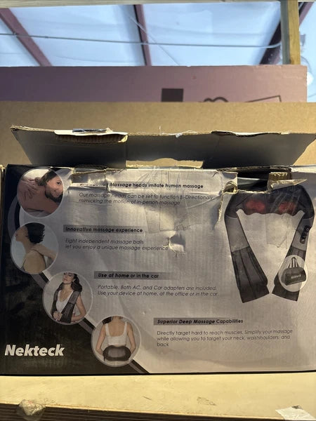 2025 Nekteck Shiatsu Deep Kneading Neck Head Massage Pillow Black Complete Box