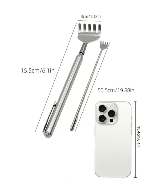 Pen-Style Back Scratcher Retractable Telescopic Stainless Steel Itch Relief Tool