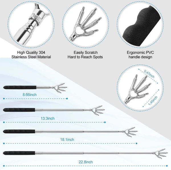 3 Pack Back Scratcher Metal Portable Telescoping with Rubber Handles, Extendable