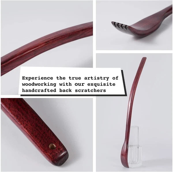 Oversized Wooden Back Scratcher 18'' Extended Curved Handle For Better Reach NEW