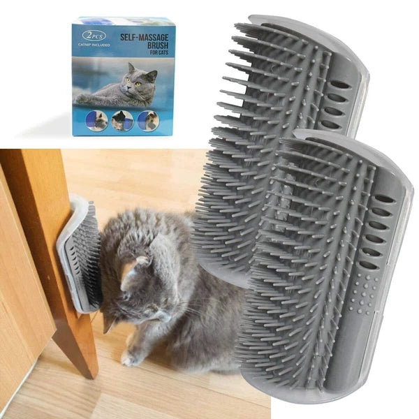 Cat Hair Brush Self Groomer Soft Silicone Wall Corner Scratcher Pet tool 1x pack