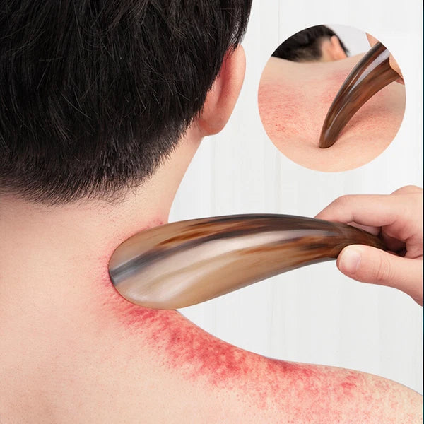 2PC Gua Sha Natural Buffalo Horn Guasha Massage Tools SPA Massager Therapy Board