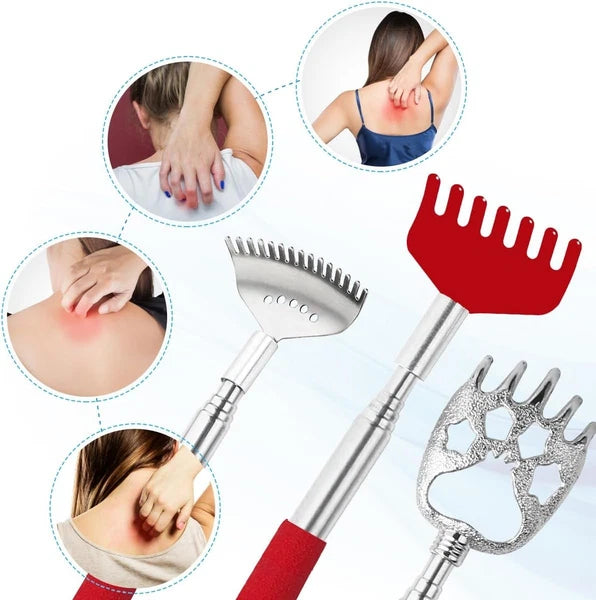 3 Pack Different Back Scratcher Metal Portable Telescoping Red
