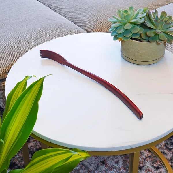 Oversized Wooden Back Scratcher 18'' Extended Curved Handle For Better Reach NEW