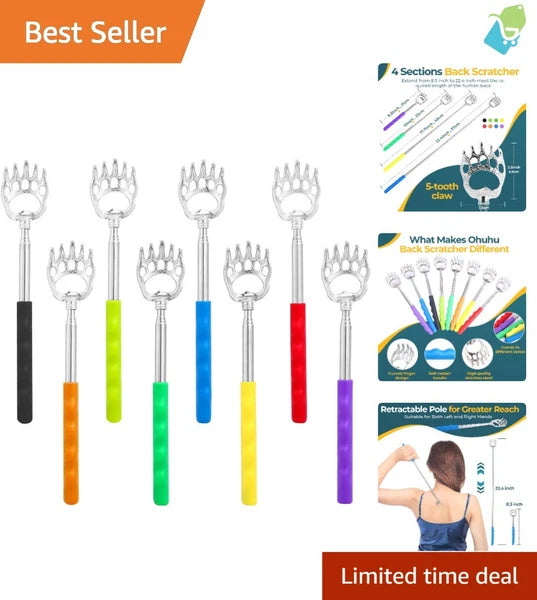 Portable Telescopic Bear Claw Scratchers - 8-Pack for Everyone in Vibrant Colors