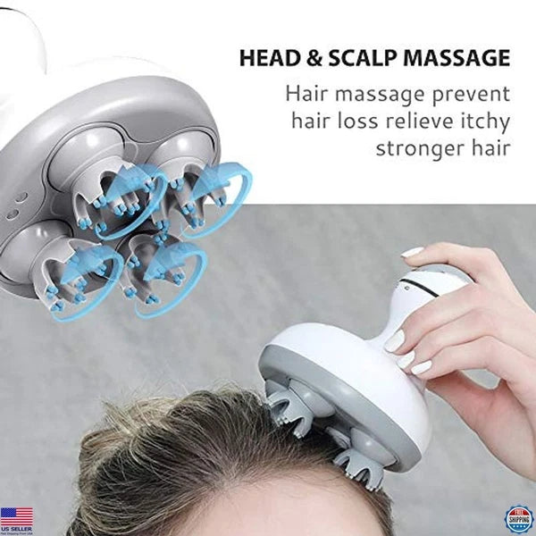 Cordless Electric Scalp Massager with 84 Kneading Nodes, Portable Head Massager