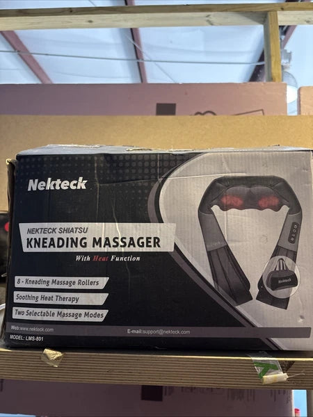 2025 Nekteck Shiatsu Deep Kneading Neck Head Massage Pillow Black Complete Box