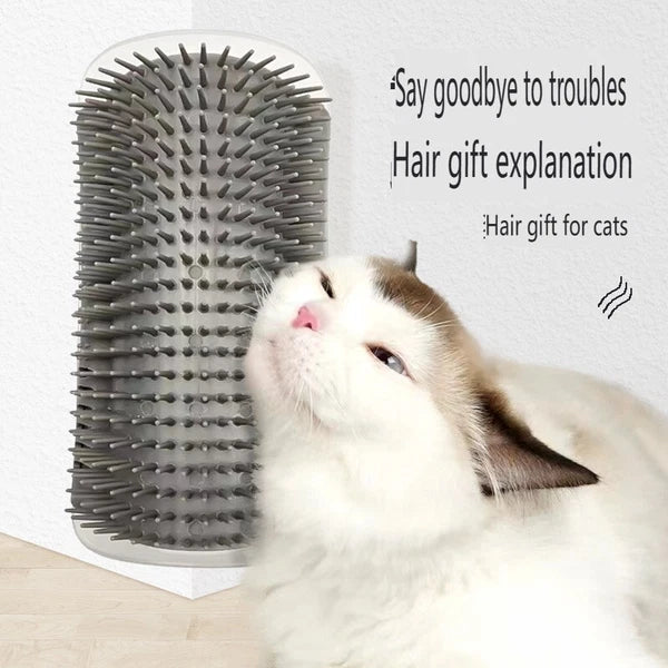 Cat Self-Groomer Face Scratcher Wall Corner Massage Comb Brush Grooming Tool