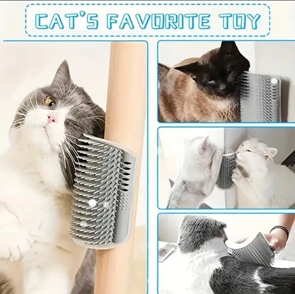 Cat Self-Groomer & Face Scratcher -Wall Corner Massage Comb, Grooming Brush Tool