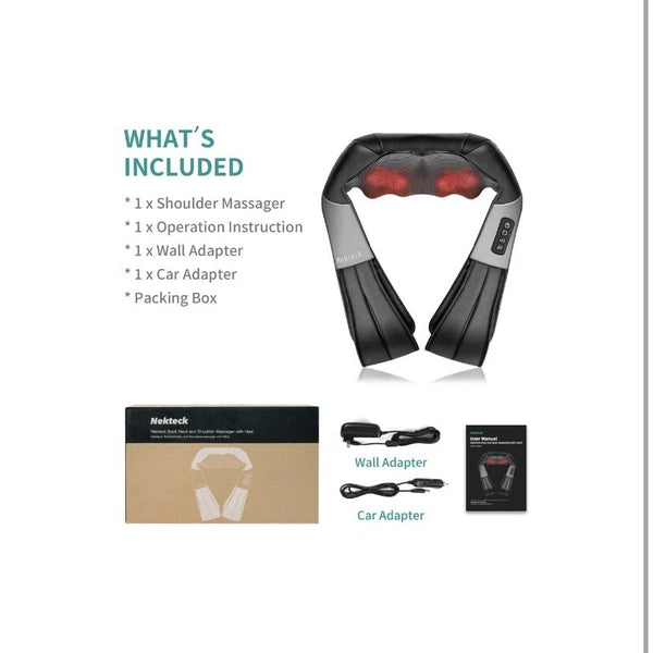 Nekteck Shiatsu Neck and Back Massager with Soothing Heat, Electric Deep Tissue